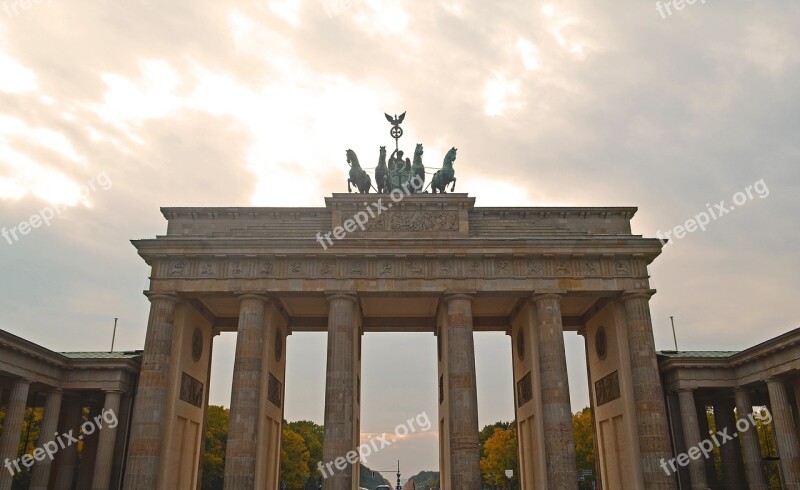 Berlin Germany Structures Brandenburg Gate Sunset