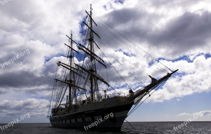 Ship Tall Ship Stormy Sky Sea Vessel