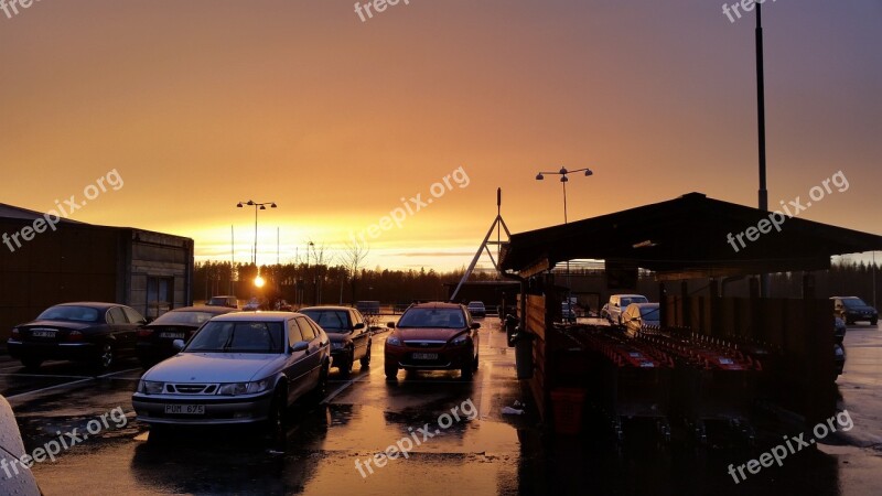 Parking Car Sunset Cars Shopping Centre