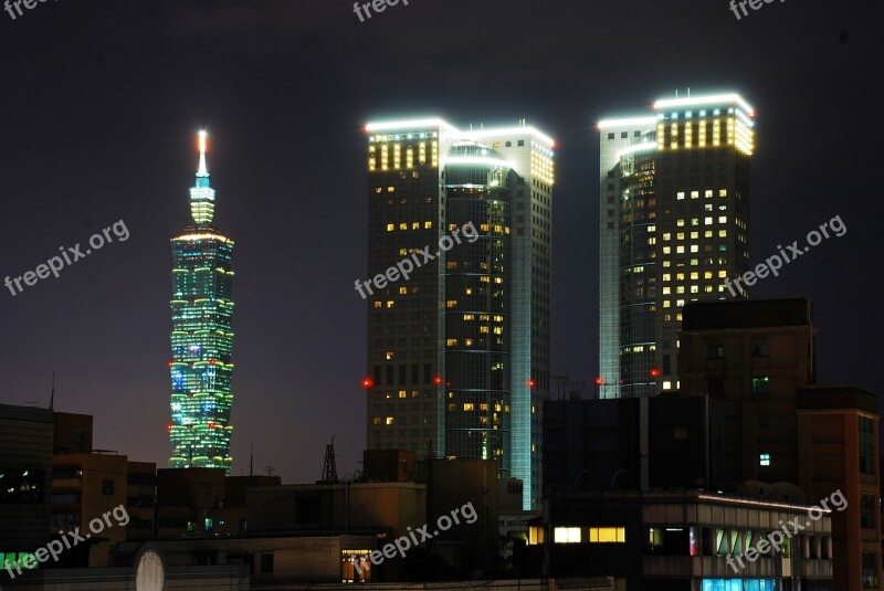 Large F Night View Building 101 Building Sky