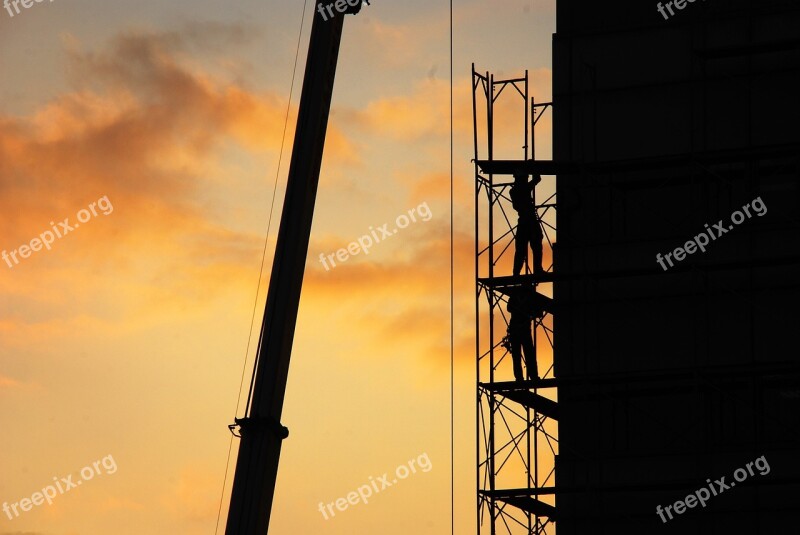 Sunset Silhouette Large F Construction Free Photos