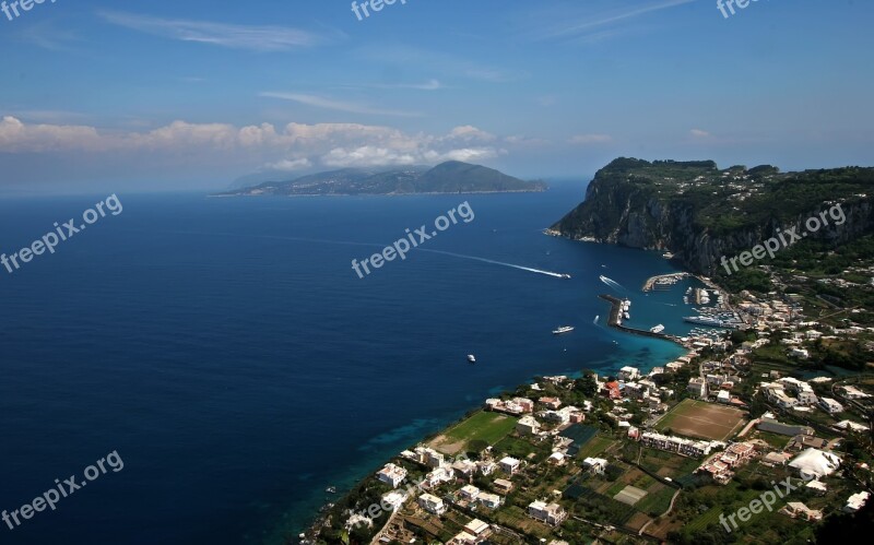 Italy Coast Seascape Coastline Vesuvius