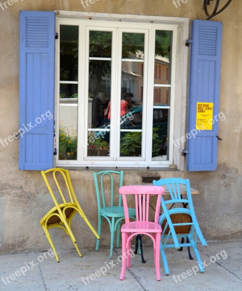 Cafe Chair Colorful Wood Shutters