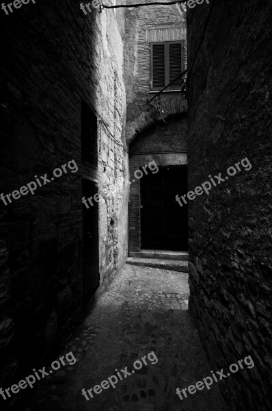 Alley Black And White Historical Centre Light Shadow