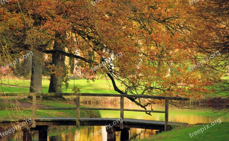 Fall Colors Nature More Bridge Autumn