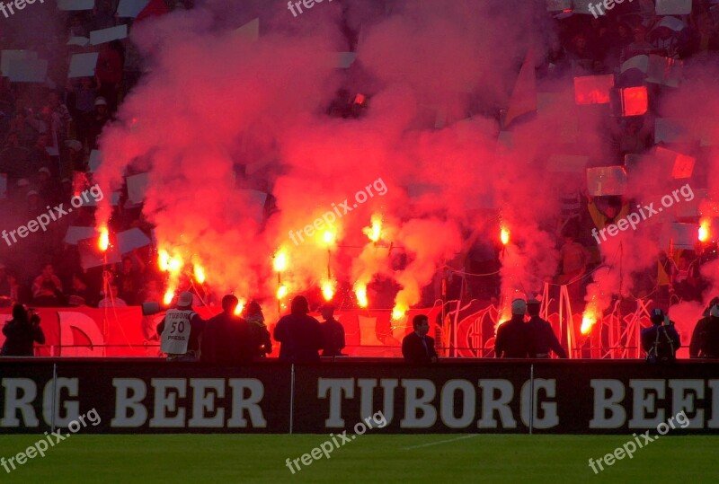 Football Stadium Red Torch Flames Light Show