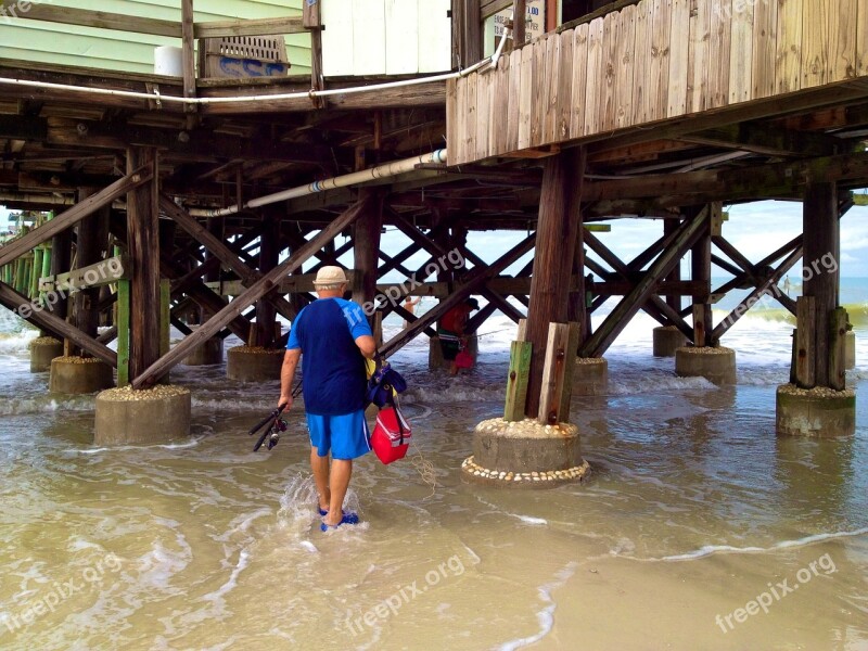 Fishing Fisherman Pier Ocean Beach