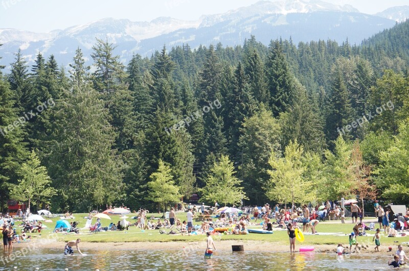 Mountain Lake Swimming British Columbia Whistler Mountain