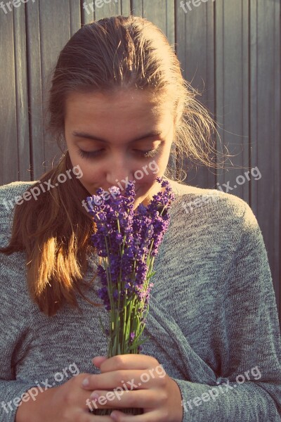 Girl Lavender Long Hair Romantic Young