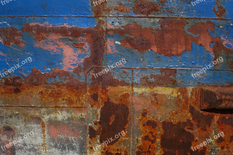 Surface Rust Ship Blue Boat