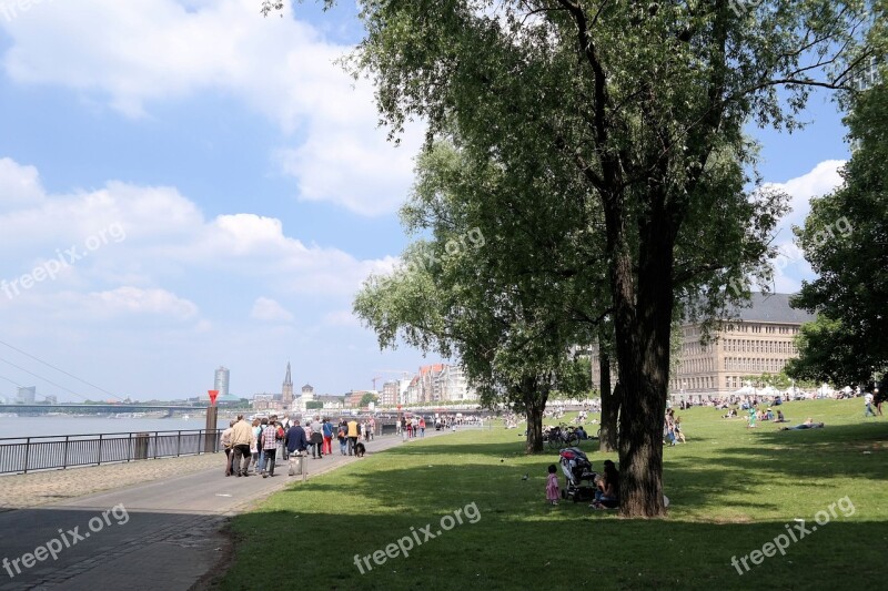 Düsseldorf Rhine Promenade City Rhine River