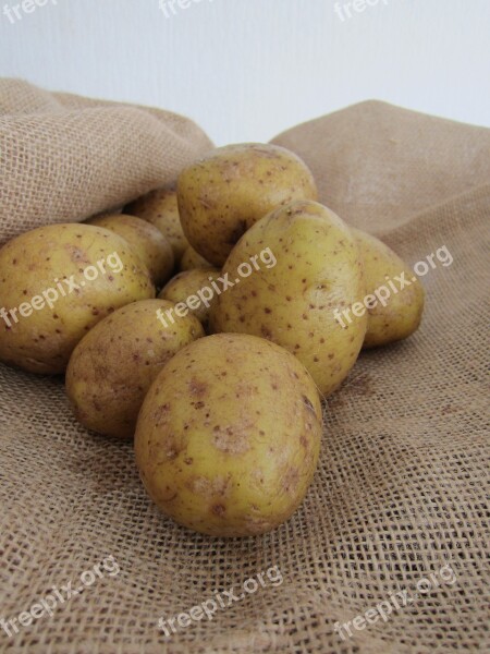 Potatoes Burlap Nature Free Photos