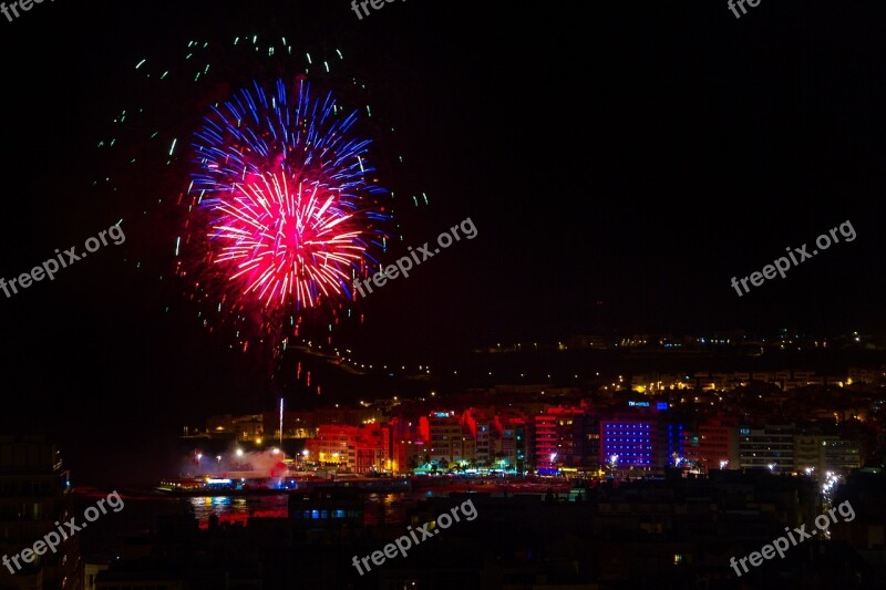 Las-palmas City Fireworks Night Dark