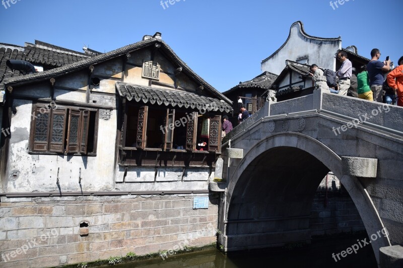 Shanghai Ancient Town Architecture River Water