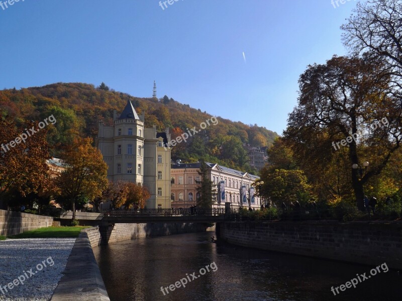 Sky Karlovy Vary River Houses Landscape