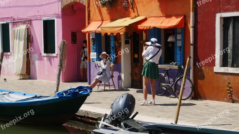 Burano Tourists Commemorative Photo Free Photos