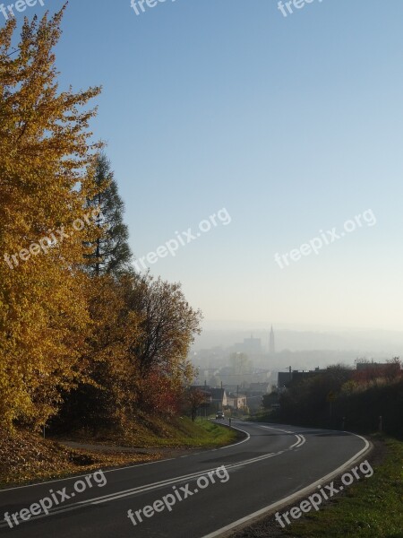 Olkusz Poland Landscape Way The Fog