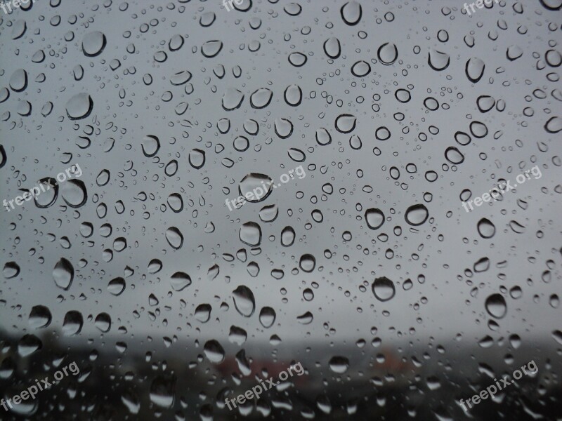 Drops Window View Raindrops Rain