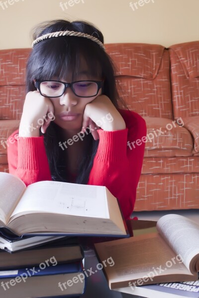 Girl Women Learn Bored Read