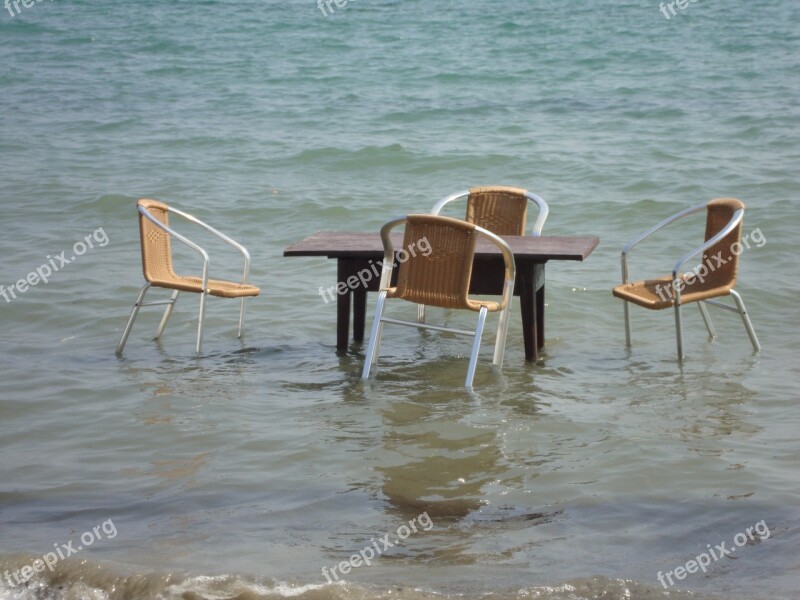 Table Corfu Beach Greece Restaurant