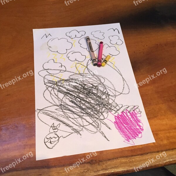 Child Scribbles Drawing Crayons Doodle