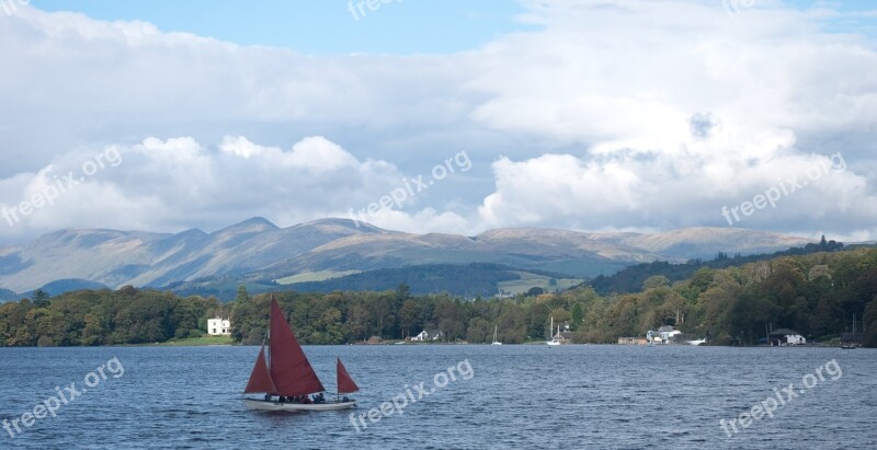 Lake District Yacht Sky Landscape Boat