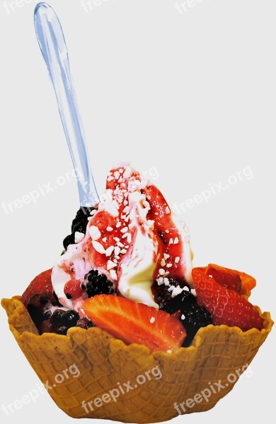 Ice Cream Wafer Yogurt Sweet Fruit