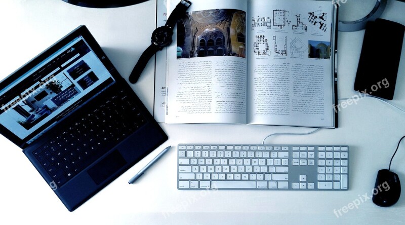 Desktop Magazine Keyboard Design Office