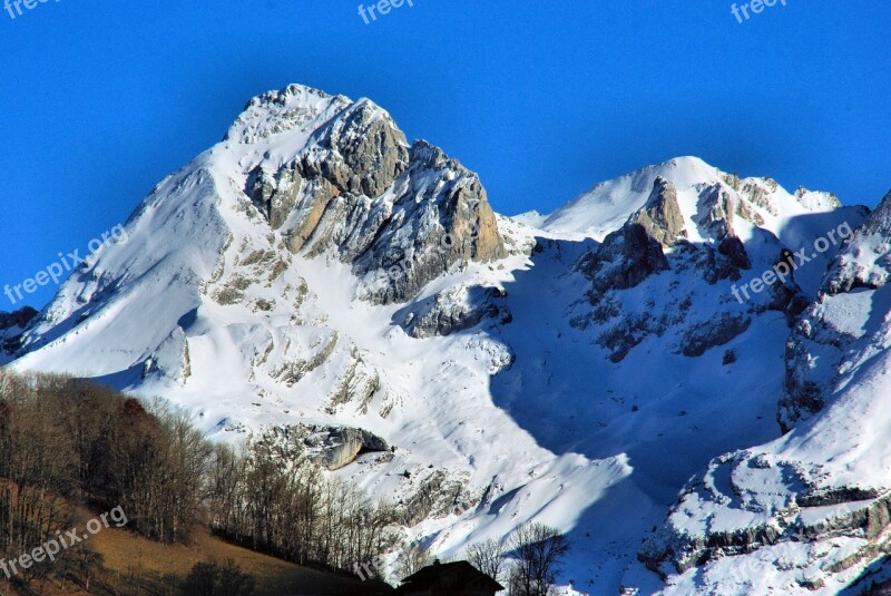 Chamonix Alps Landscape High Mountain Snowy Landscape