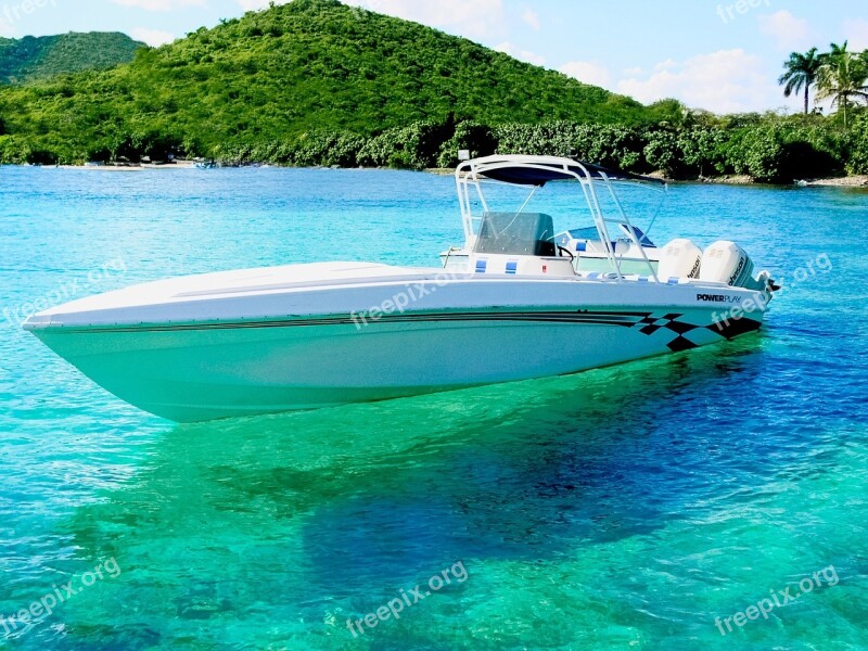 Power Boat Virgin Islands Caribbean Summer Water