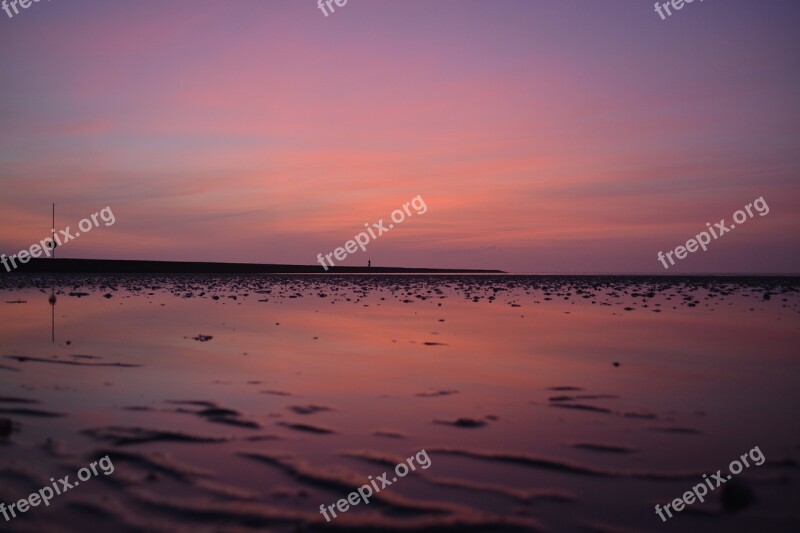 Afterglow Evening Sky North Sea Sea Abendstimmung