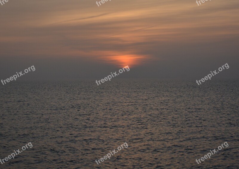 Sunset Evening Sky North Sea Sea Sky