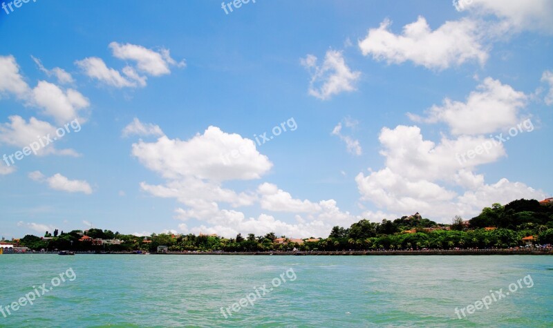 Blue Sky White Cloud Sea Xiamen Free Photos