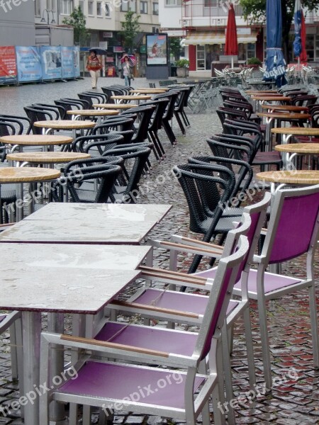 Rain Chairs Street Cafe Seat Cafe