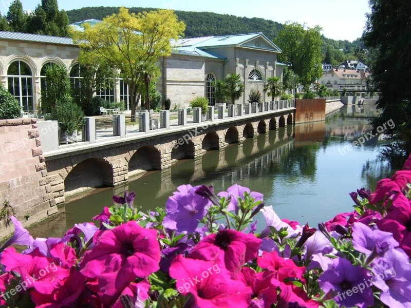 Bad Kissingen Water Bridges Flowers River