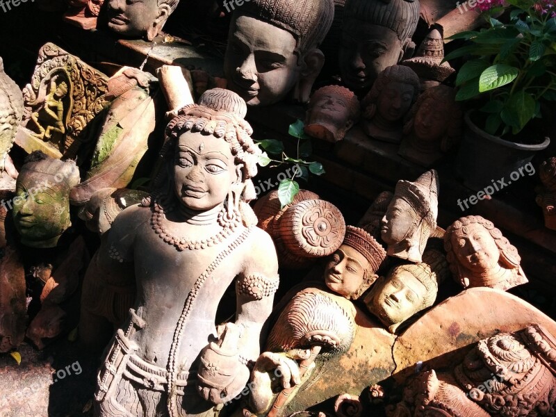 Terracotta Thailand Statue Clay Pottery