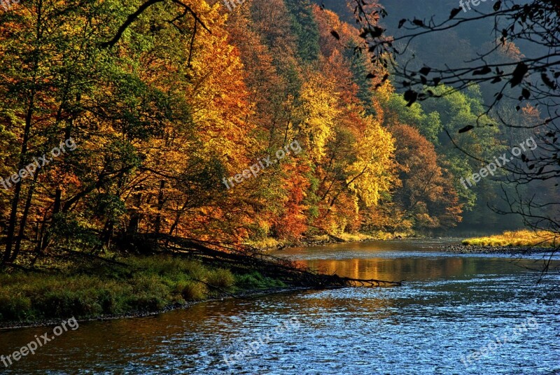 Pieniny Dunajec Autumn Leaves Colors View