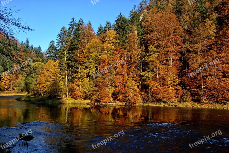 Pieniny Dunajec Autumn Leaves Colors View