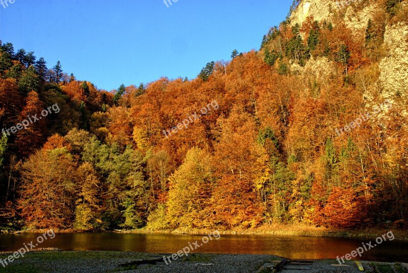 Pieniny Dunajec Autumn Leaves Colors View