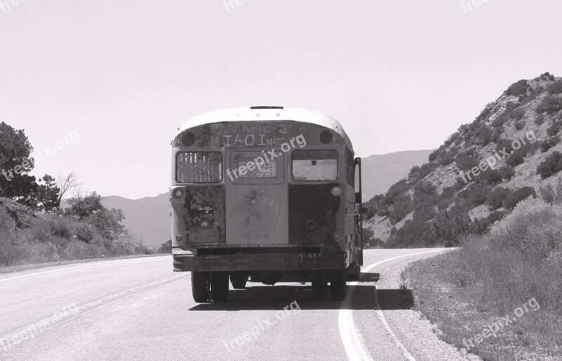 New Mexico Turquoise Trail Old Bus Vintage Highway