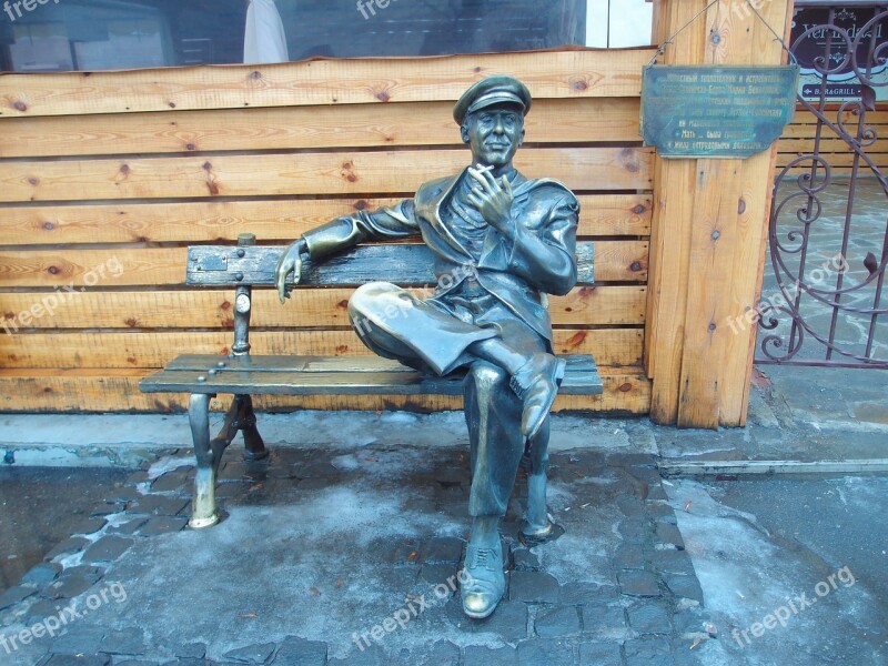 Ostap Bender Monument Statue Bronze Bench