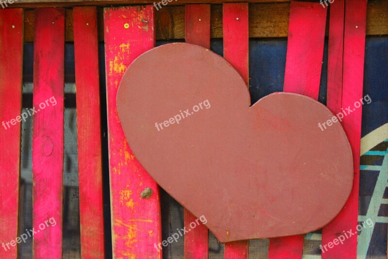 Heart Wooden Slats Wood Red Free Photos