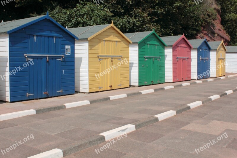 Beach Huts Summer Sea Ocean