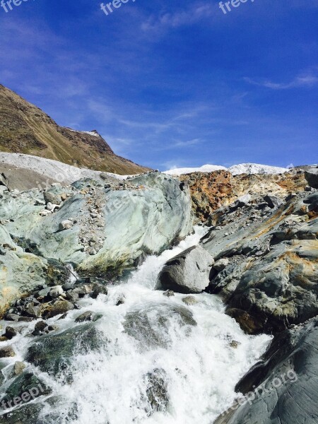 Glacier Stream Zermatt Valais Series 4000 Landscape