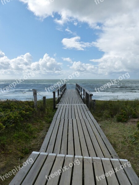 Boardwalk Sea Sylt Water Sky