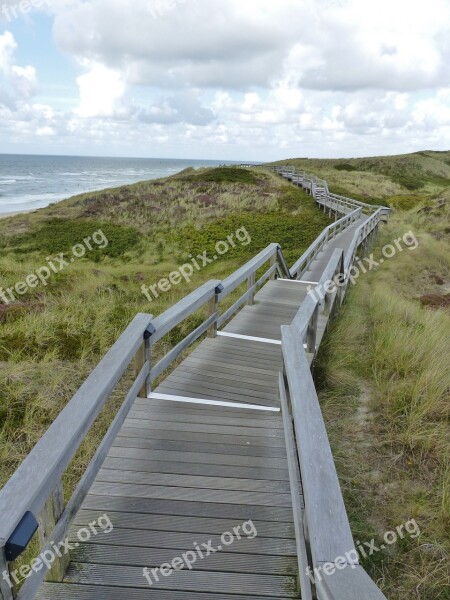 Boardwalk Sky Clouds Sylt Covered Sky