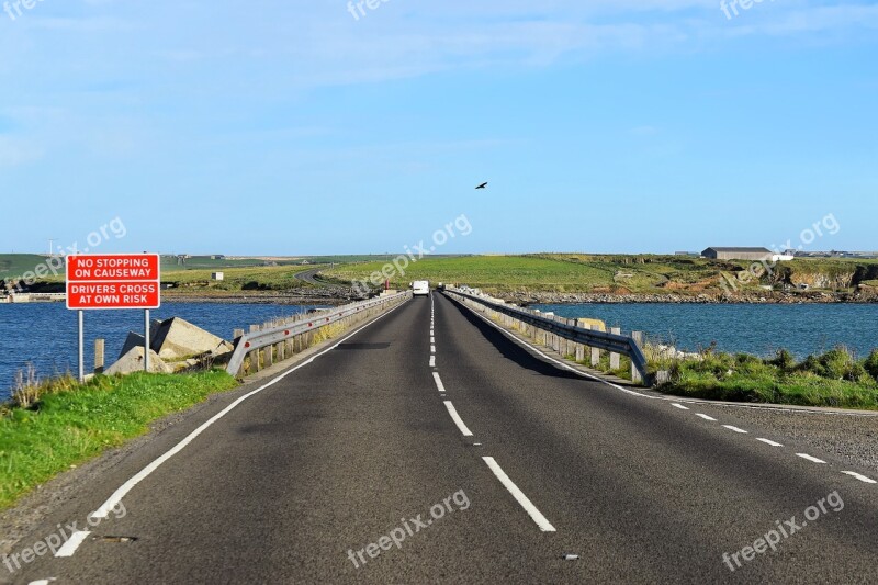 Causeway Sea Road Sign Travel