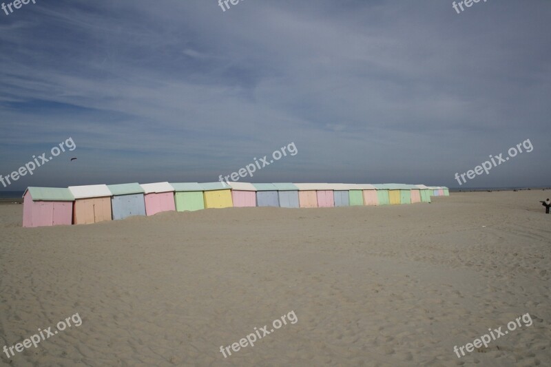 Beach Cabins Bathing Huts Alignment Sandy Beach