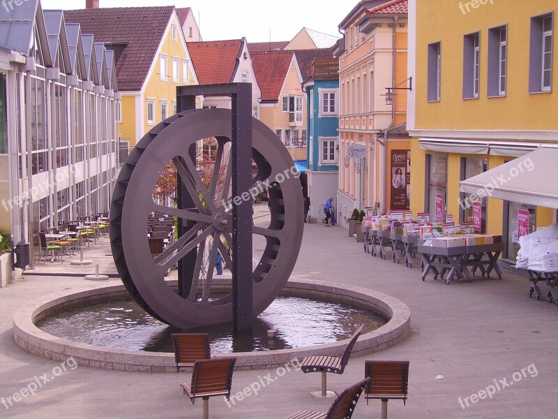 Kempten Mühlenviertel Mill Wheel Pedestrian Zone Waterwheel