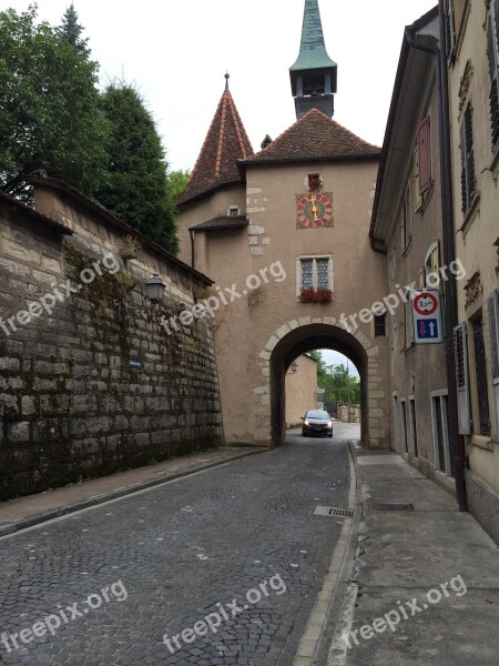 City Gate Porrentruy Road Houses City Wall